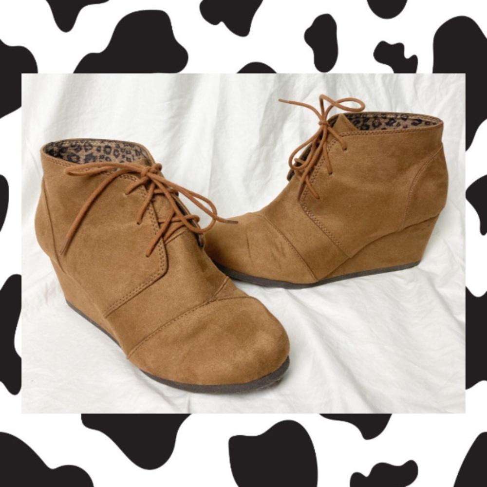 Brown Suede Wedge Heel Boots